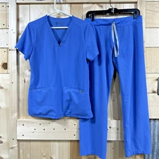 Figs Scrub Set Womens Small Blue Technical Collection