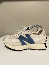 New Balance 327 Casual Sneakers Shoes White Canvas Denim Women's US 8.5 B UK 6.5