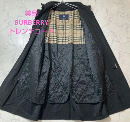Burberry trench nero con motivo a quadri all'interno uomo #EB ZHA