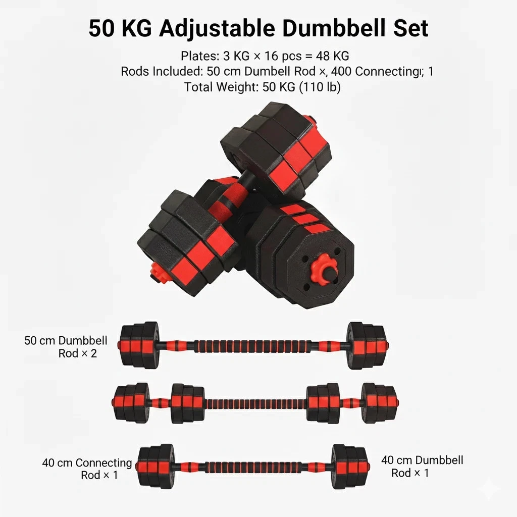 Adjustable Octagonal Dumbbell Set 50KG Weight Lifting Home Gym Fitness Training
Opens in a new windo