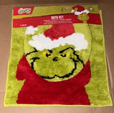 Dr. Seuss The Grinch Bath Set - Contour Rug & Toilet Seat Cover - Christmas