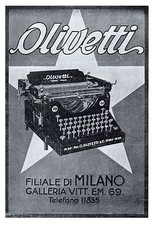 PUBBLICITA' 1922 OLIVETTI MACCHINA DA SCRIVERE M20 IVREA  UFFICIO FILIALE MILANO