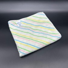 Vintage Baby Receiving Blanket Rainbow Pastel Stripes 80s Riegel Cotton Nursery