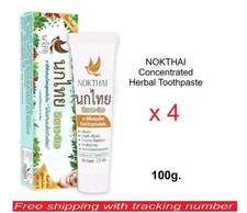 100g x 4 NOKTHAI Thai Herbal Toothpaste Concentrated Whiten Original Formula