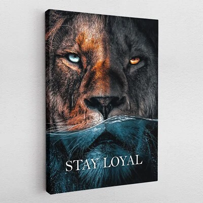 Leinwandbild Acryl Poster Pop Art Stay Loyal Löwe Lion Löwenkopf Afrika Zitate - Bild 1 von 4