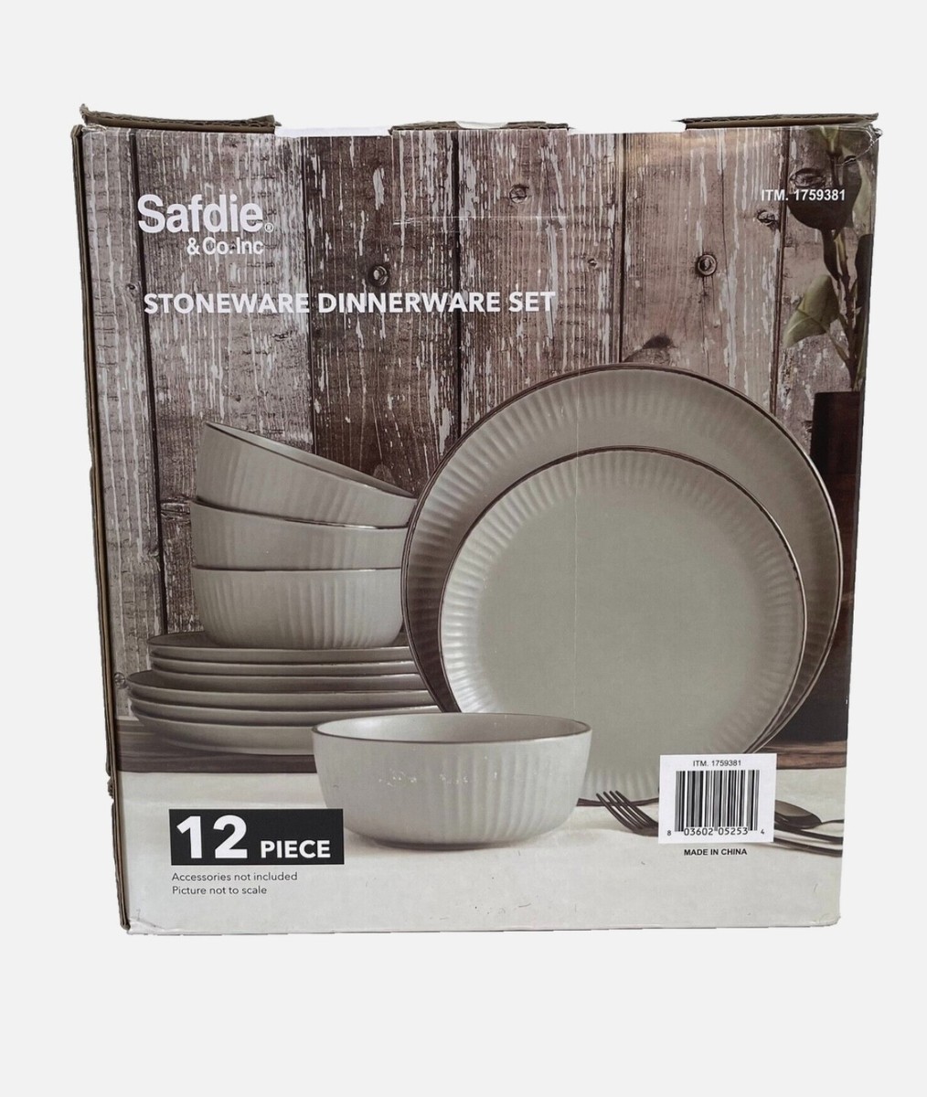 Stone Lain Lauren 12-piece Stoneware Dinnerware Set (Black