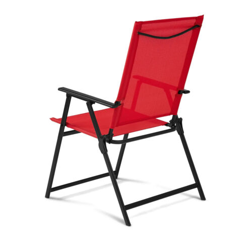 Mainstays Greyson Steel and Sling Folding Outdoor Patio Armchair Red - Picture 4 of 9