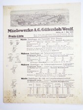Preisliste Miele Gütersloh Westfalen 1935 Zentrifuge Buttermaschine 