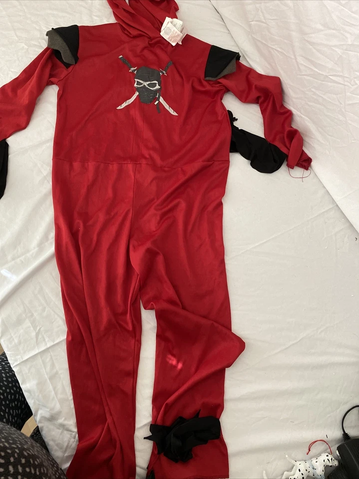 Disfraz de Halloween Red Stealth Ninja para niños artes marciales talla M Foto 3 de 4