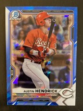 2021 Bowman Chrome Sapphire REFRACTOR Austin Hendrick Prospect ROOKIE REDS BCP55