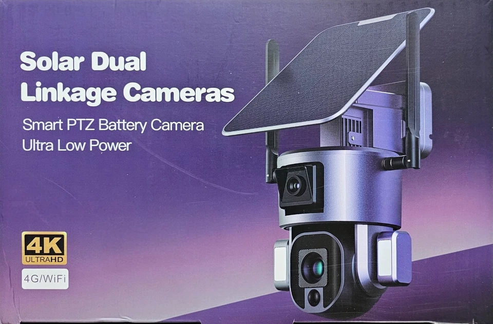 4G/WIFI Version Security camera outdoor Solar 4K Dual Lens Optical Zoom 8MP CCTV - Image 2 of 4