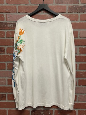 Size M - Gucci White Logo Print Cotton Dragon Embroidered T-Shirt