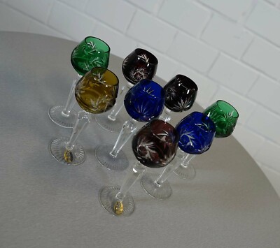 8 x Dresden Crystal Bleikristall Cherryglas Likör Glas Likör Römer 60er Jahre