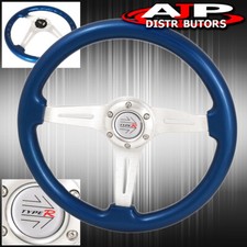 Universal 6 Bolt Heavy Duty Blue Steering Wheel Trim Silver Center Typer Universal 6 Bolt Heavy Duty Blue Steering Wheel Trim Silver Center Typer