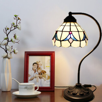 Tiffany Style Stained Glass Desk Lamp Table Light Bedroom Study Reading  Lamp