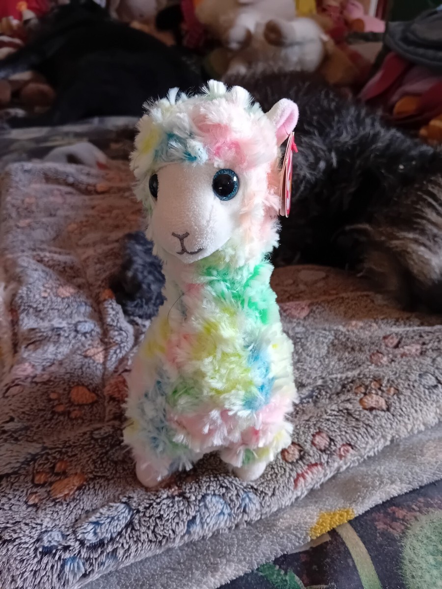 Soft Toy Rainbow Llama Beanie Boo TY Beanie Baby LOLA The Rainbow