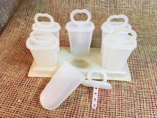 Tupperware: Popsicle Maker Mold Tray Molds w/ Lids Sticks-Complete Set- Vtg