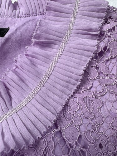 J. Crew Lilac Purple Ruffled Neck Lace Overlay Sleeveless Top Sz XL NEW - Picture 9 of 9