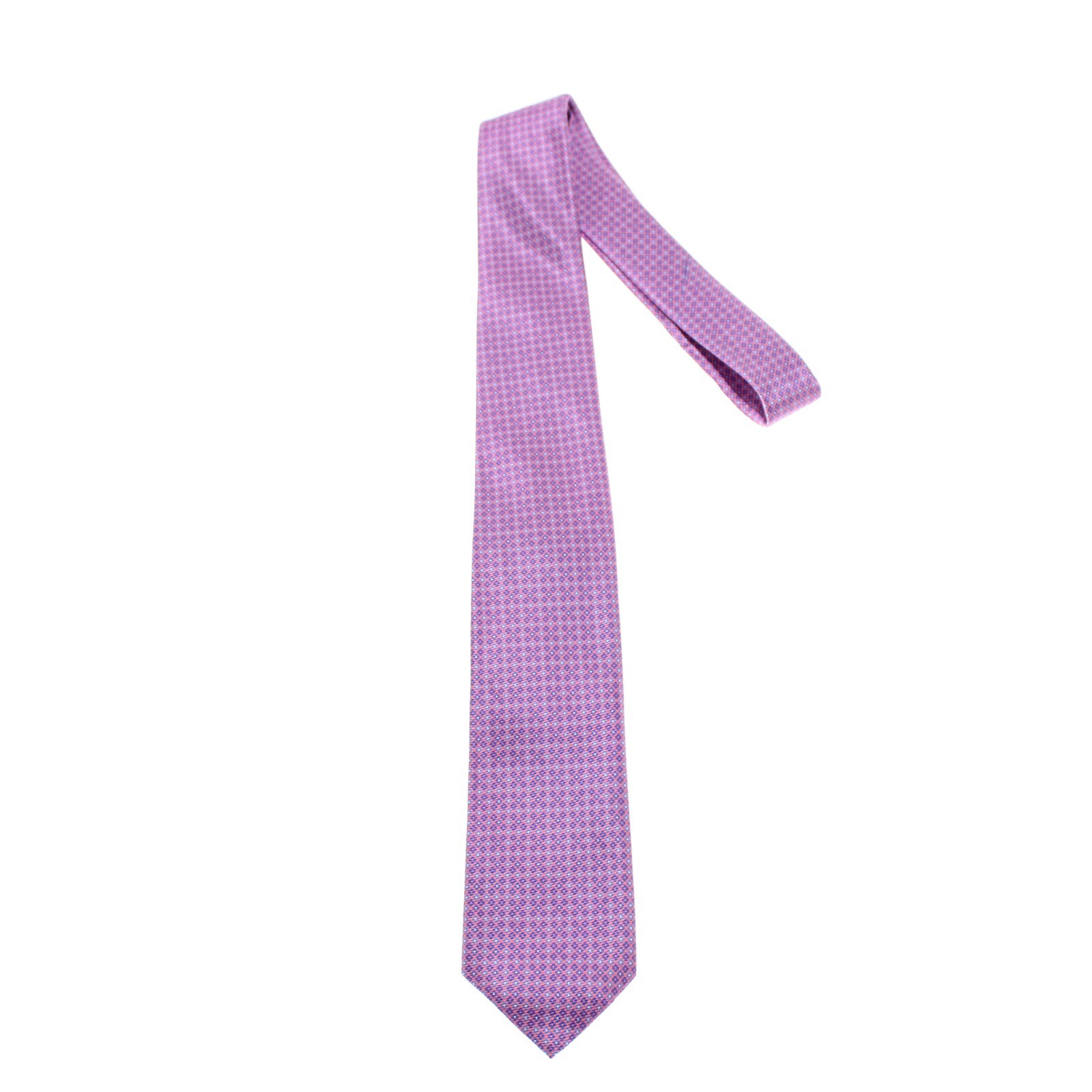 Corbata Castangia nueva con etiquetas en rosa con formas azules/blancas 100 % seda hecha en Italia