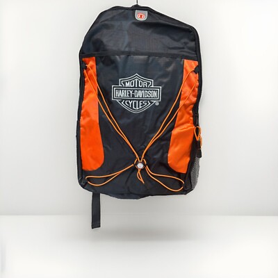 Harley Davidson Backpack Rucksack Schwarz-Orange Motorrad silbergraues Netz