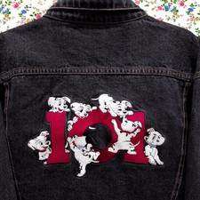 90s Vintage Disney Denim Jacket Embroidered 101 Dalmatians Dogs Puppies Cartoon