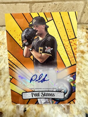  PAUL SKENES 2023 Bowman Draft ORANGE 10/25 Stained Glass Auto SSP #BGAPS  