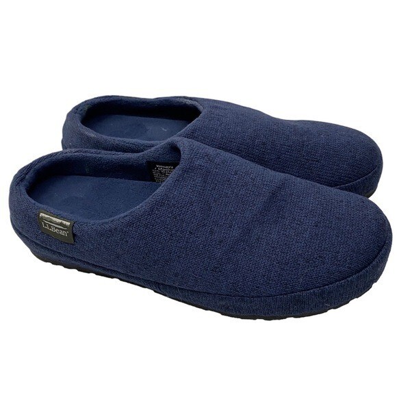 Bean Slippers Shoes Womens Size Blue Sweater Slip-on Cozy Fleece Cozy
