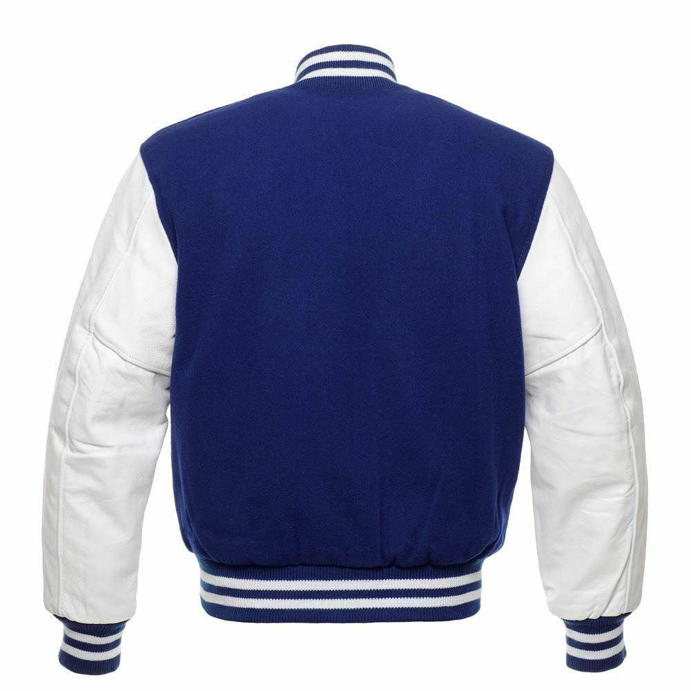 Navy Blue & White Varsity Letterman baseball jacket Wool 