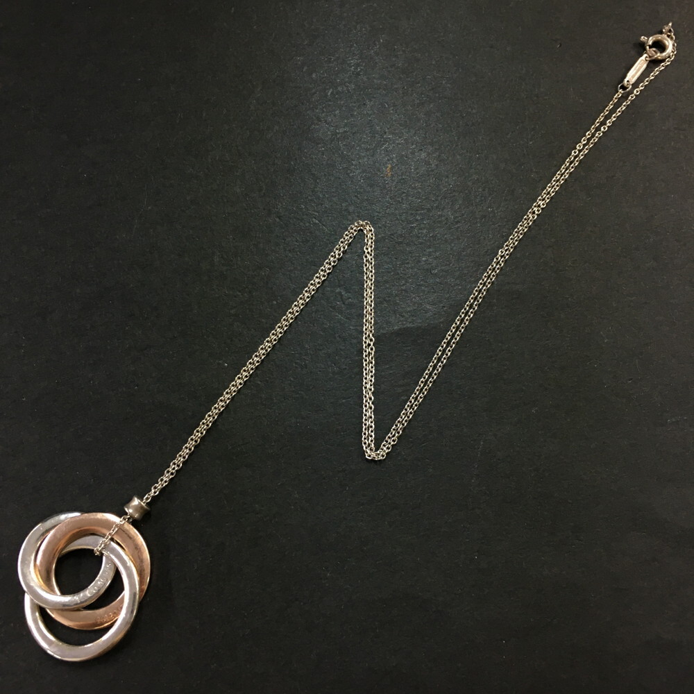 TIFFANY&CO. 1837 Interlocking Circle Silver 925/Metal Pendant Necklace/2AF2230