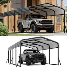 12' X 24' Metal Carport Heavy Duty Outdoor Car Shelter Garage For Tractors Boats