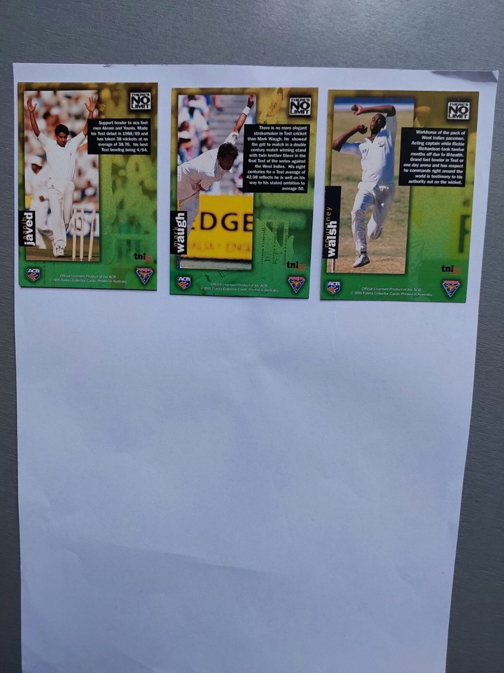 1995/96 FUTERA NO LIMIT CRICKET THERE'S NO LIMIT SET (30 cards