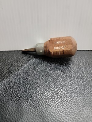 Vintage Irwin 800 1'' Stubby Wood Handle Slotted Screwdriver Flat Head / 0324-cb