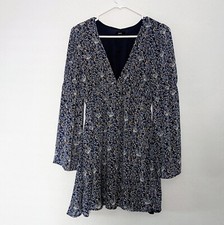 Women's Urban Outfitters Lucca Dress Long Bell Sleeve Plunge Neck Mini XS A line