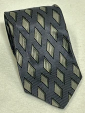 Antonio Ricci Tie Gray Blue Dimond Geometric Art 100% Silk Made in Italy