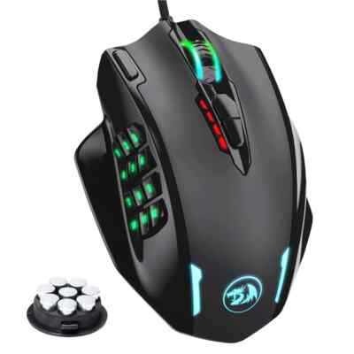Redragon M908 Impact RGB MMO Gaming Maus 12400 DPI - 18 programmierbare Tasten USB
