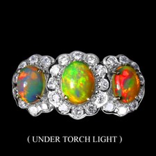 925 Sterlingsilber Ring Oval Feuer Opal 9x7mm Simulierte Cz Edelstein Schmuck 10