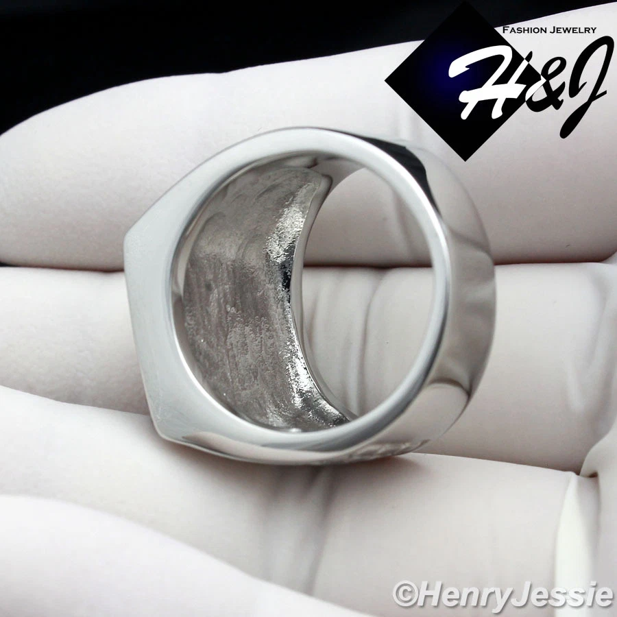 Anillo Rubí Simulado Tono Plata Acero Inoxidable Hombre Talla 8-13*R81 Foto 2 de 3