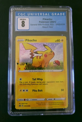 POKEMON PIKACHU GENERAL MILLS 25TH ANNIVERSARY PROMO HOLO CGC 8