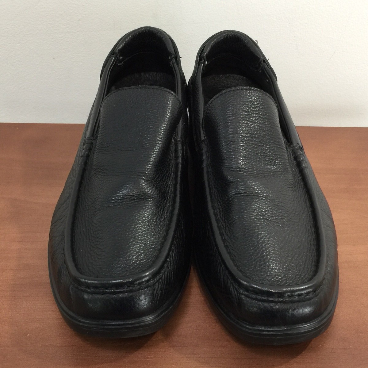Gravity Defyer Men Sz 8 Black Leather Loafers Leather Lined 