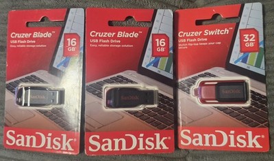 3 NEW ScanDisk Cruzer Blade Flash Drive USB 2.0  2-16G, 1-32G