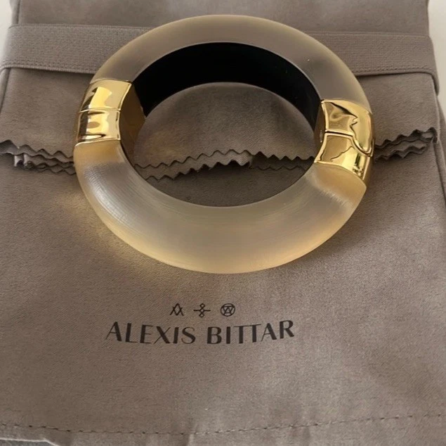 ALEXIS BITTAR 大号熔融 Lucite 铰链手链 - 金色 — 第 2/4 张图片