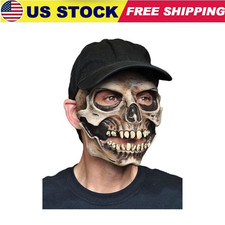 Realistic Skull Cap Mask with Moving Jaw – Scary Grim Reaper Skeleton Halloween