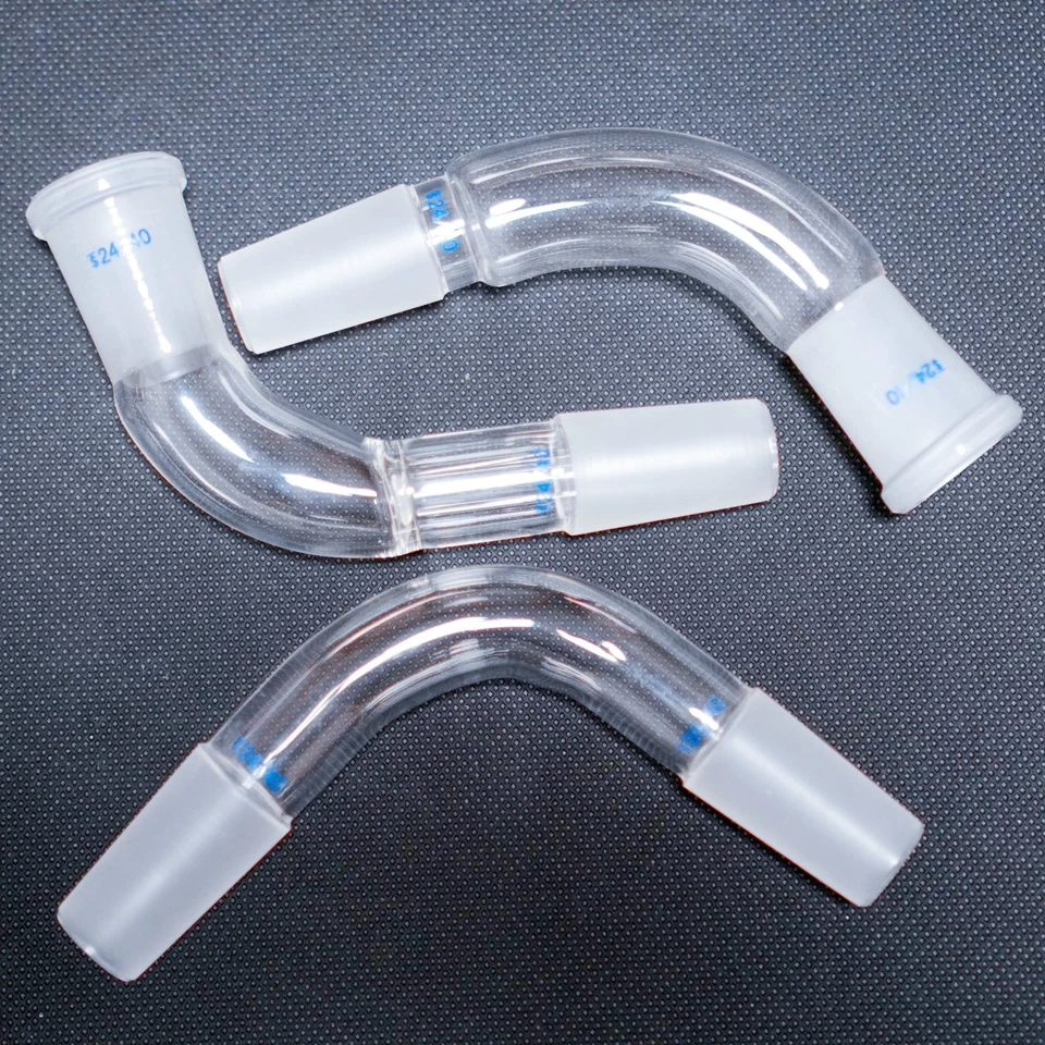 Lab Glass bent connecting adapter connector tube 24/40 Joint, Lab Glassware - Image 3 of 4