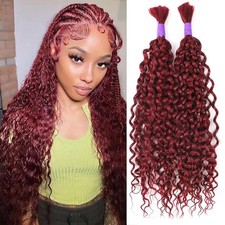 Human Braiding Hair Water Wave 2 bundle 100g Color Burgundy 99J  50g/ Bundle