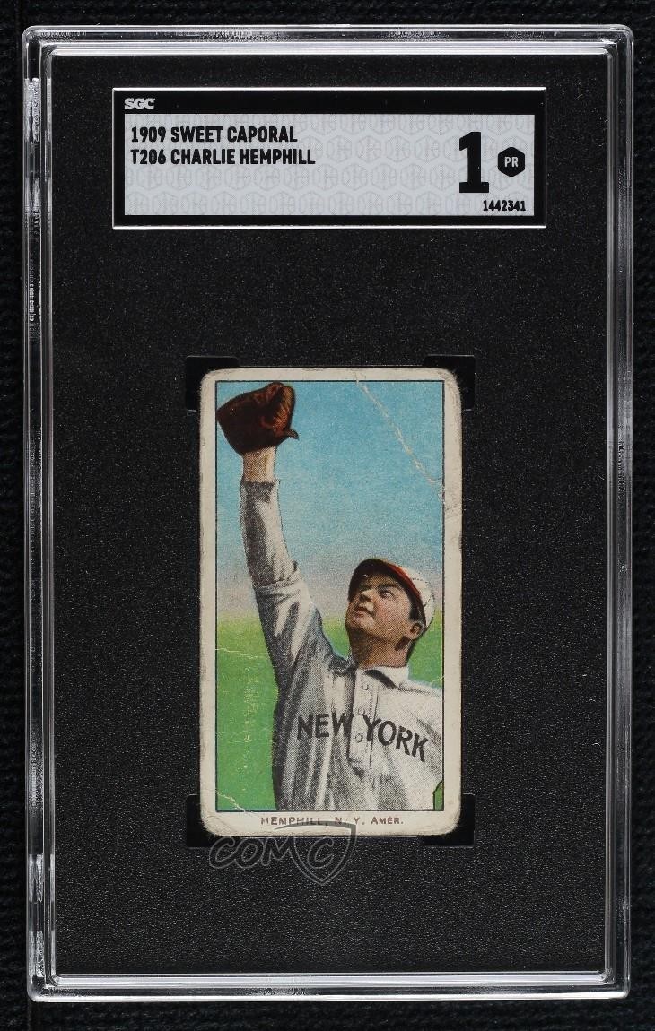 1909-11 T206 Sweet Caporal 350 Factory No 30 Back Charlie Hemphill SGC 1 0q4x