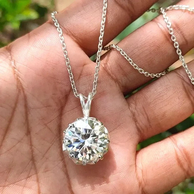 #ad Rare 10.0 Ct Certified White Diamond Solitaire Pendant 925 Silver Great Luster $117.45