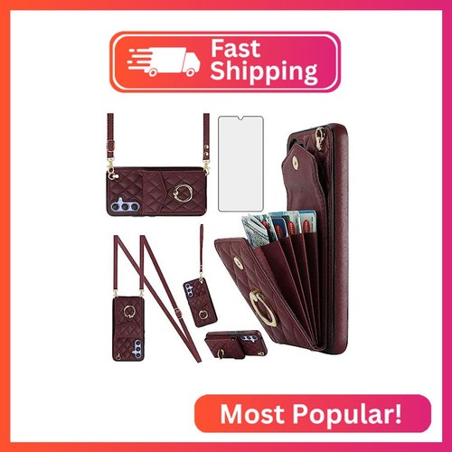 Asuwish Phone Case for Samsung Galaxy A16 5G/4G Wallet Cover with Tempered Glass