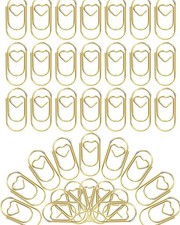 100 Pack Gold Love Heart Shaped Paper Clips, 0.8inch Small Paper Clips for