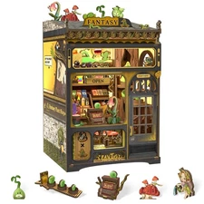 CUTEBEE Book Nook Kit - DIY Miniature Dollhouse LED Bookshelf Decor Toy