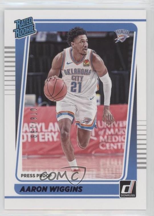 2021 Panini Donruss Rated Rookie Purple Press Proof /199 Aaron Wiggins #241 0c6